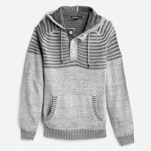 Gray/white 3-button hoodie sweater Size S